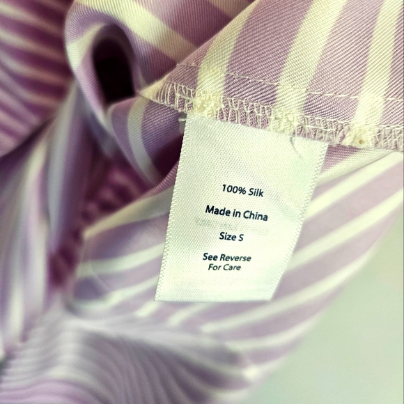 Devon Baer lavender silk stripe top with ruffle - Picture 3 of 6